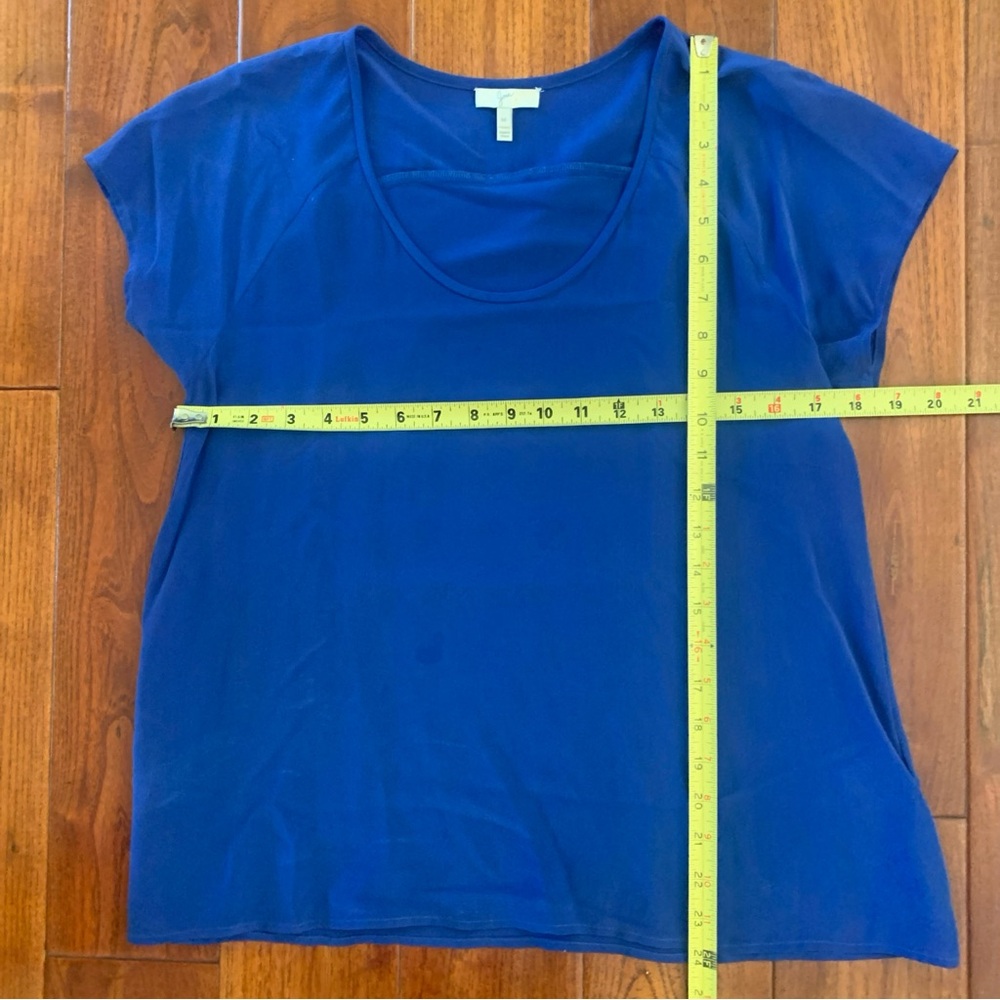 JOIE Top Size M Cobalt Blue 100% Silk Short Sleeve Blouse Shirt - Picture 5 of 8